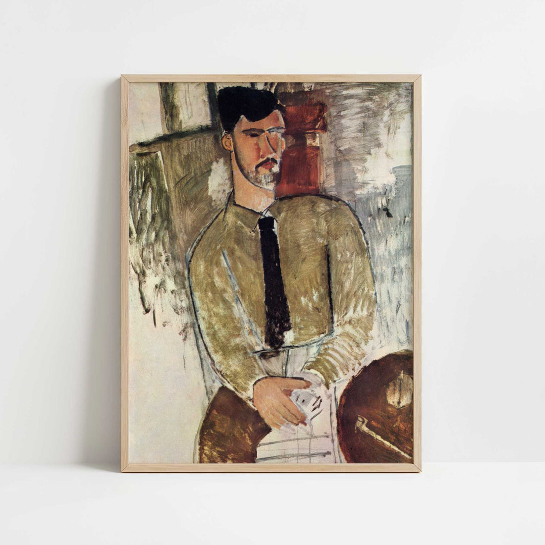 Henri Laurens Seated (c.1915) by Amedeo Modigliani – Art Print - Art print in oak frame