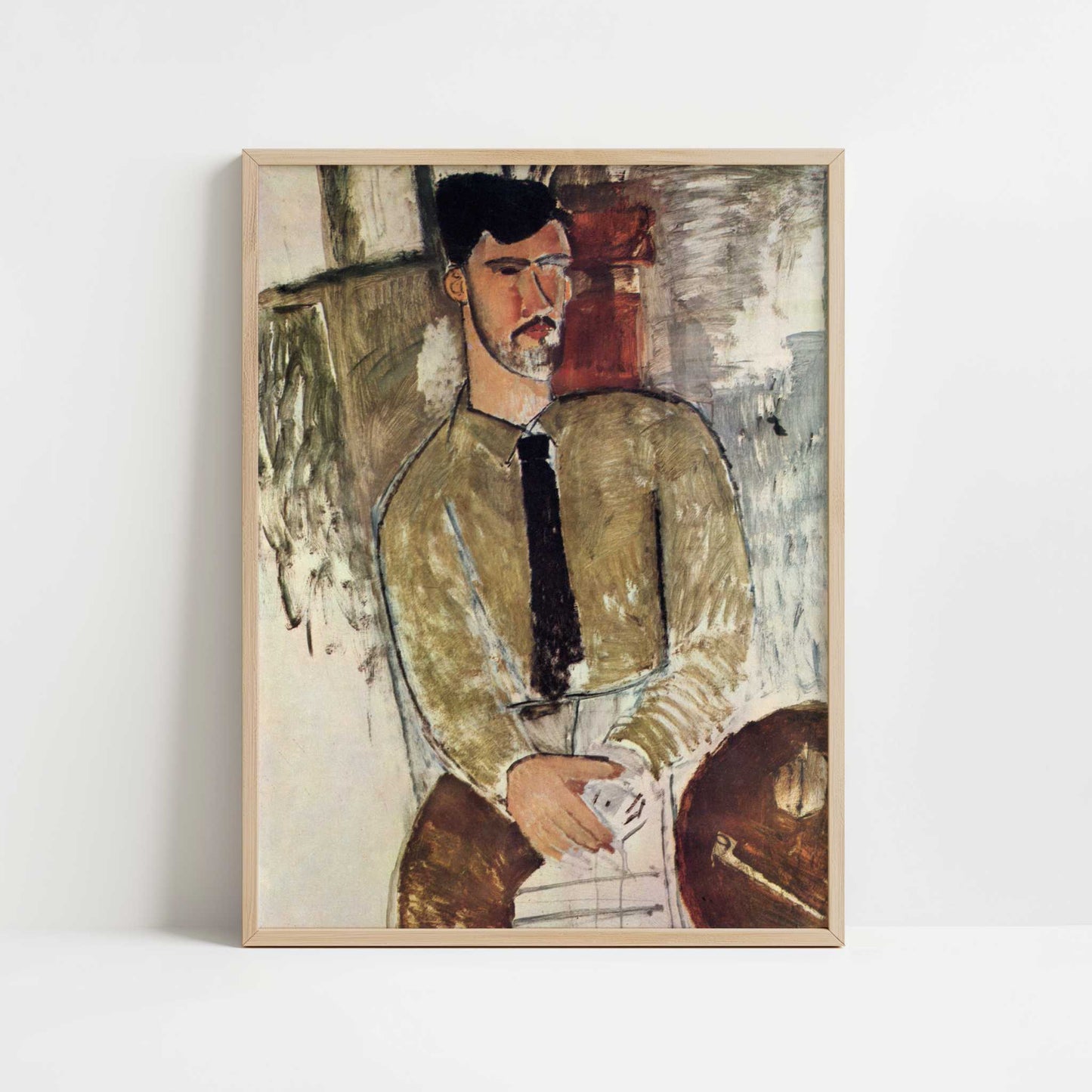 Henri Laurens Seated (c.1915) by Amedeo Modigliani – Art Print - Art print in oak frame