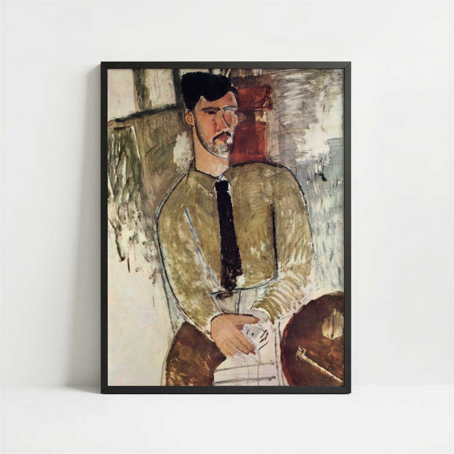 Henri Laurens Seated (c.1915) by Amedeo Modigliani – Art Print - Art print in black frame