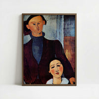 Jacques & Berthe Lipchitz (1916) by Amedeo Modigliani – Art Print - Art print in dark wood frame