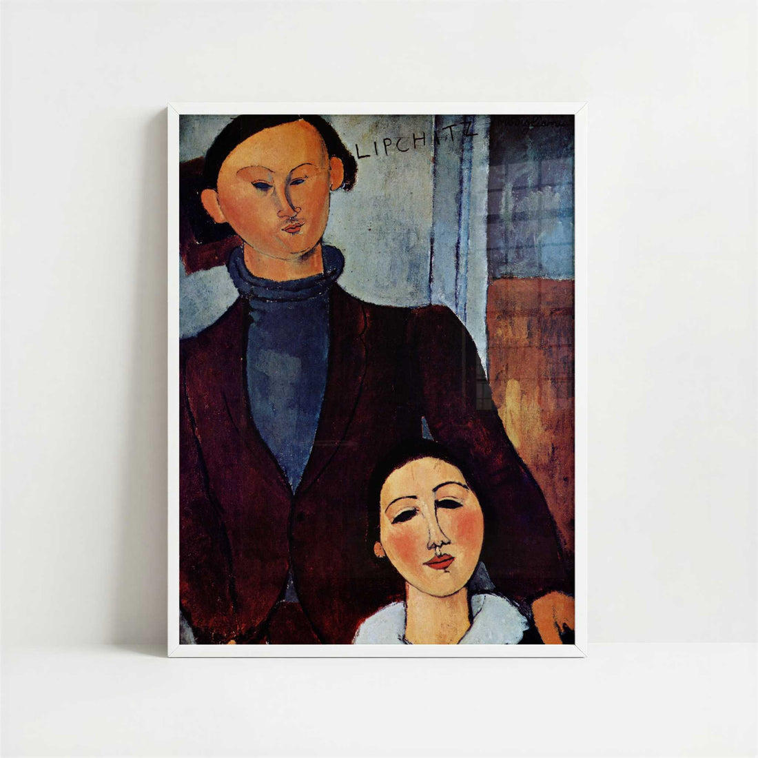 Jacques & Berthe Lipchitz (1916) by Amedeo Modigliani – Art Print - Art print in white frame