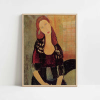 Jeanne Hébuterne (1918) by Amedeo Modigliani – Art Print - Art print in oak frame