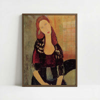 Jeanne Hébuterne (1918) by Amedeo Modigliani – Art Print - Art print in dark wood frame