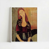 Jeanne Hébuterne (1918) by Amedeo Modigliani – Art Print - Art print in white frame