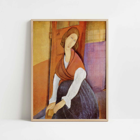 Jeanne Hébuterne (1919) by Amedeo Modigliani – Art Print - Art print in oak frame