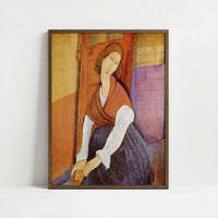 Jeanne Hébuterne (1919) by Amedeo Modigliani – Art Print - Art print in dark wood frame