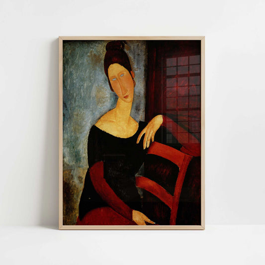 Jeanne Hébuterne, The Artist's Wife (1919) by Amedeo Modigliani – Art Print - Art print in oak frame