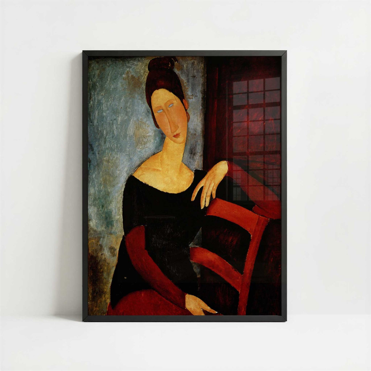 Jeanne Hébuterne, The Artist's Wife (1919) by Amedeo Modigliani – Art Print - Art print in black frame