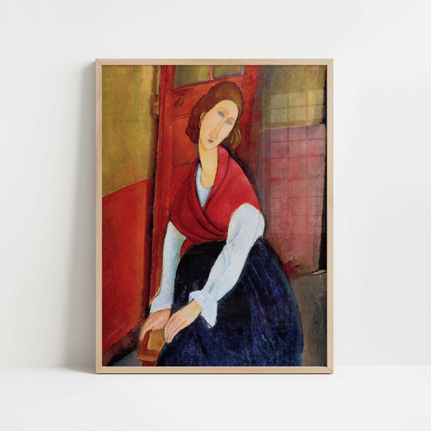 Jeanne Hébuterne, Door in Background (1919-20) by Modigliani – Art Print - Art print in oak frame