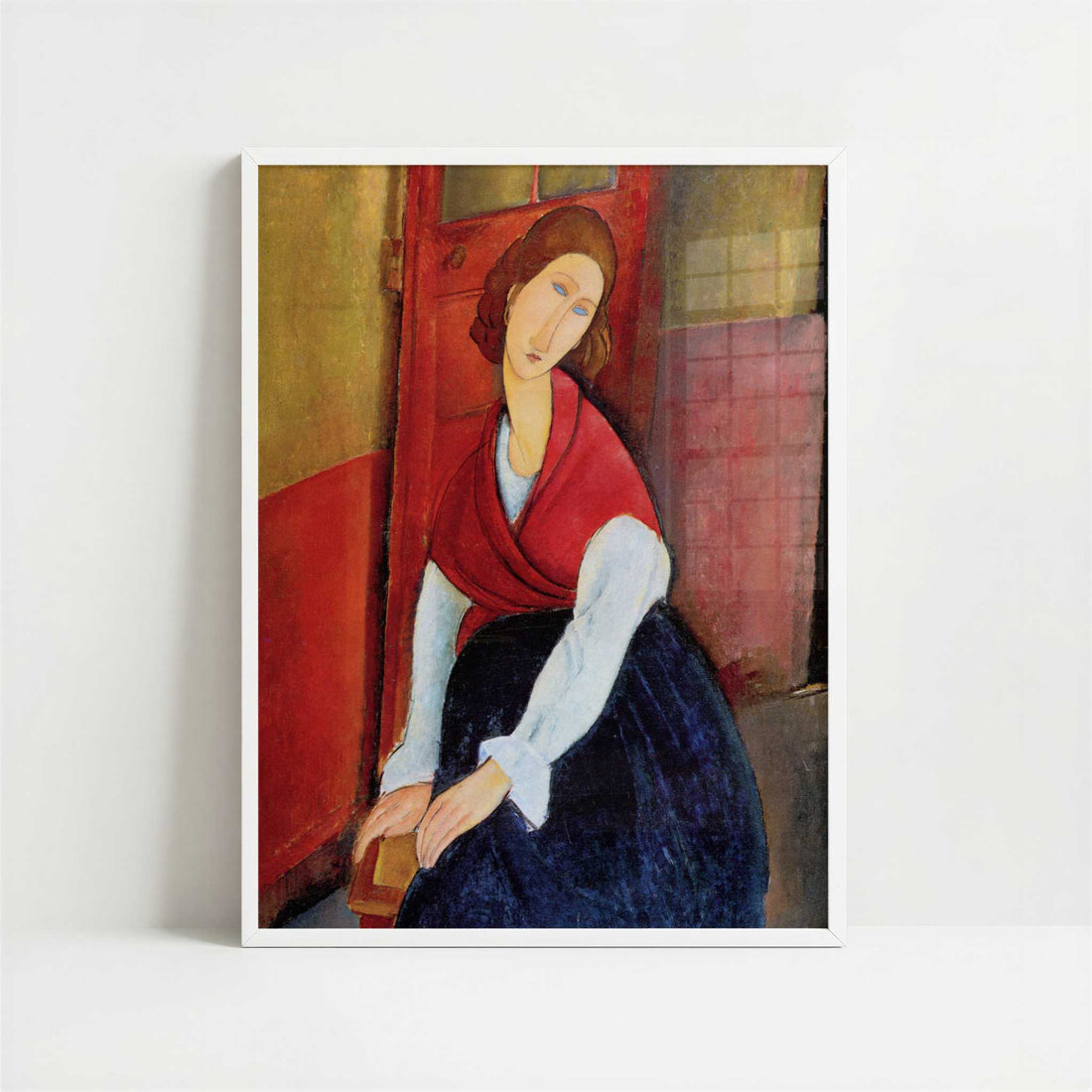 Jeanne Hébuterne, Door in Background (1919-20) by Modigliani – Art Print - Art print in white frame