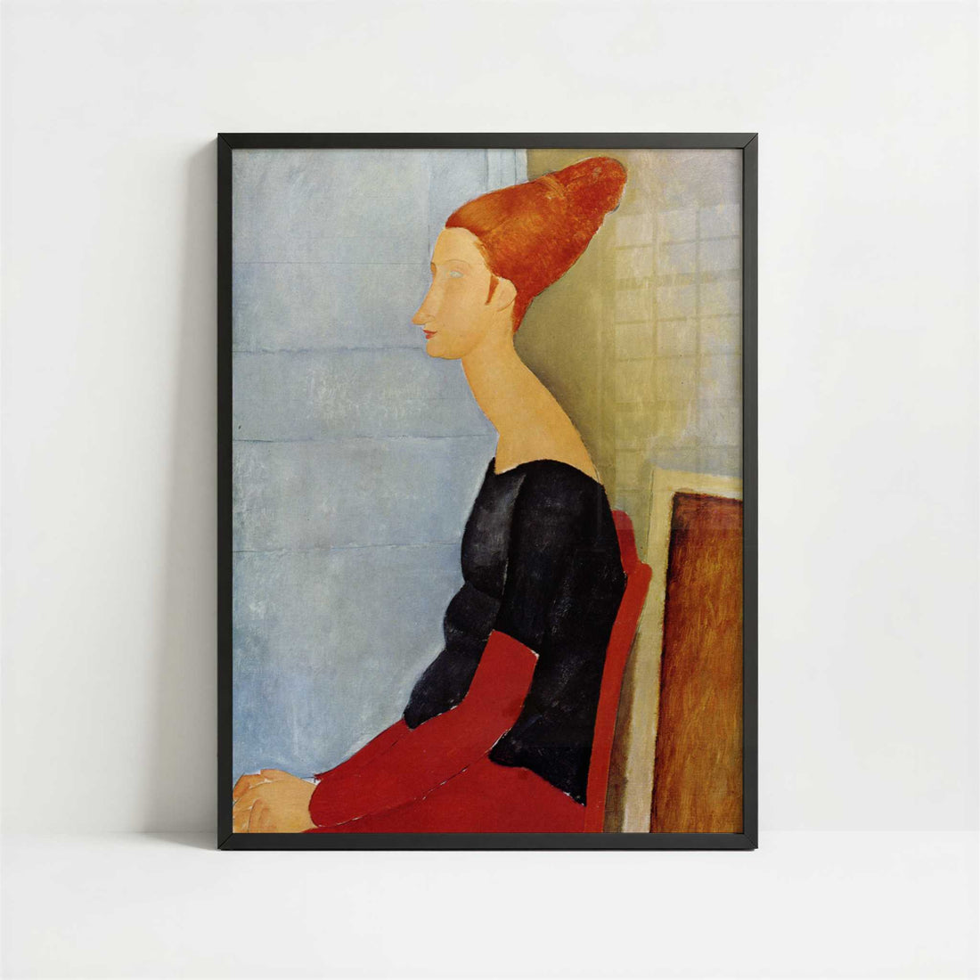 Jeanne Hébuterne in Profile (1918) by Amedeo Modigliani – Art Print - Art print in black frame