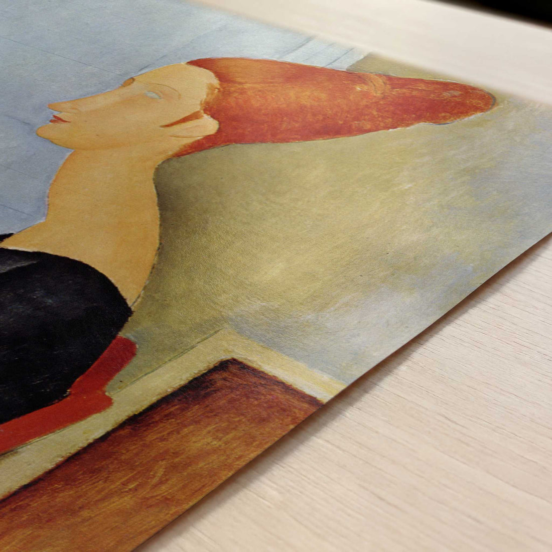 Jeanne Hébuterne in Profile (1918) by Amedeo Modigliani – Art Print - Close-up detail of the art print