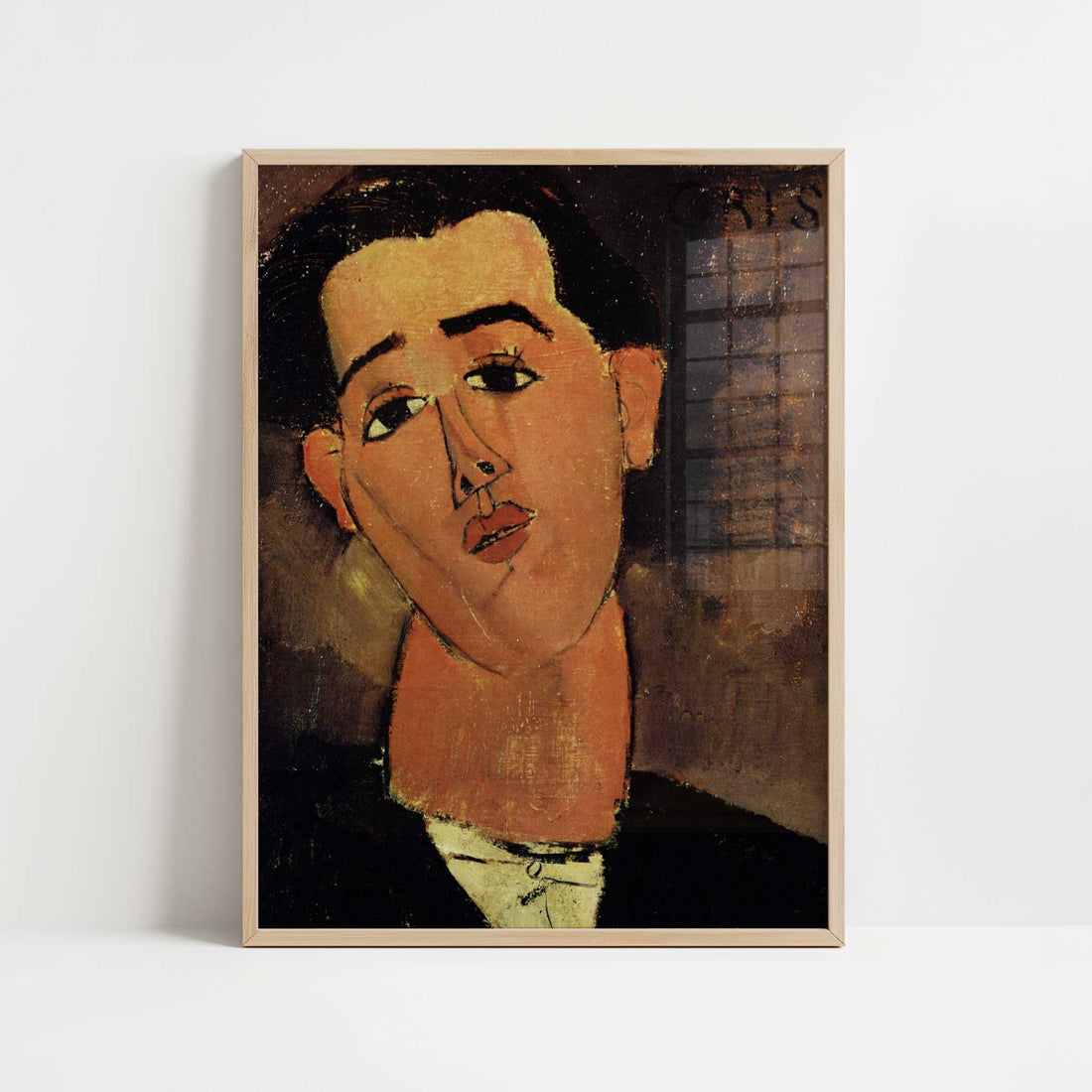 Juan Gris (1915) by Amedeo Modigliani – Art Print - Art print in oak frame