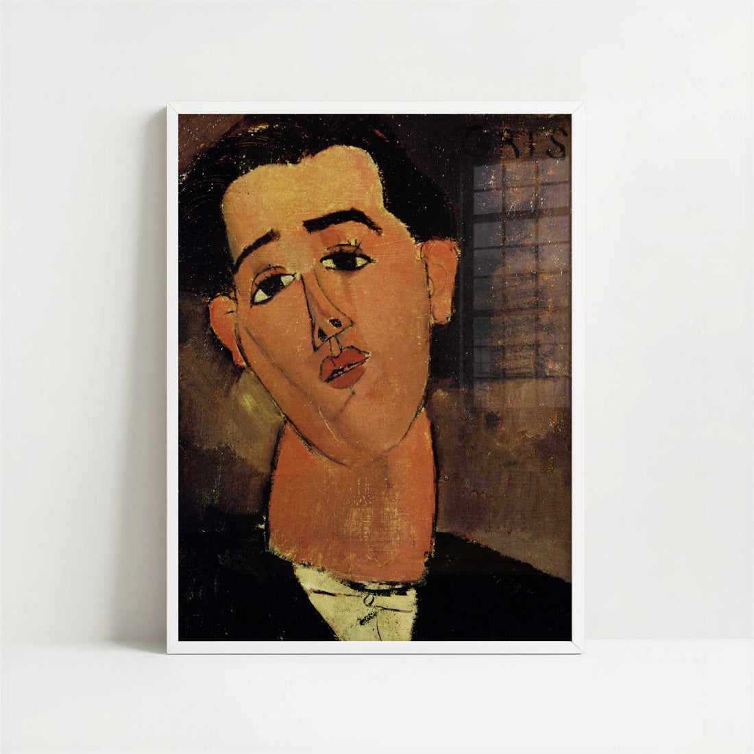 Juan Gris (1915) by Amedeo Modigliani – Art Print - Art print in white frame