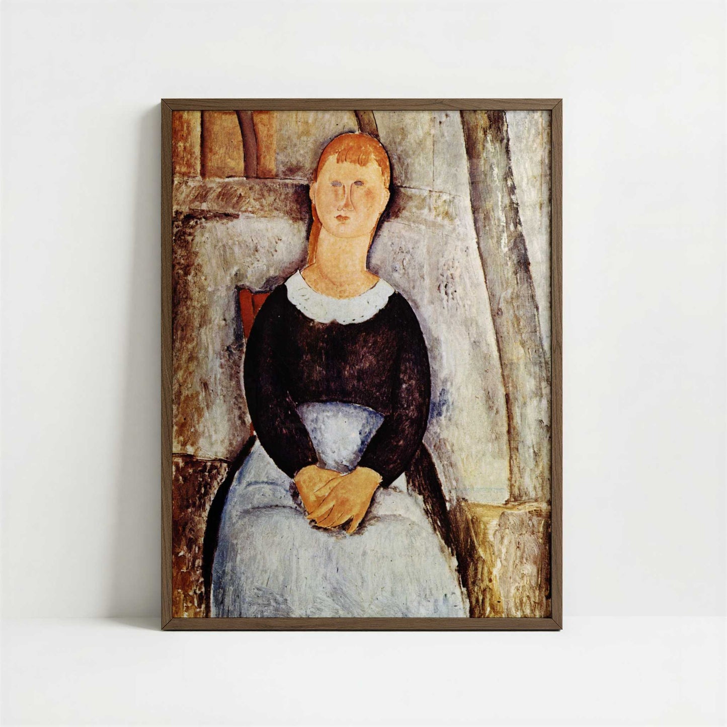La Jolie Epiciere (1918) by Amedeo Modigliani – Art Print - Art print in dark wood frame