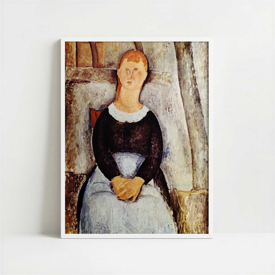 La Jolie Epiciere (1918) by Amedeo Modigliani – Art Print - Art print in white frame
