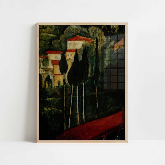 Landscape (1919) by Amedeo Modigliani – Art Print - Art print in oak frame