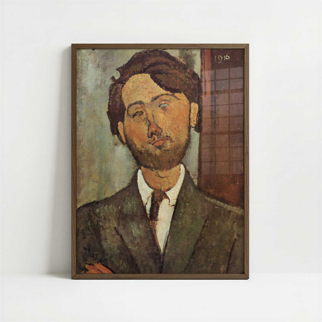 Leopold Zborowski (1916) by Amedeo Modigliani – Art Print - Art print in dark wood frame