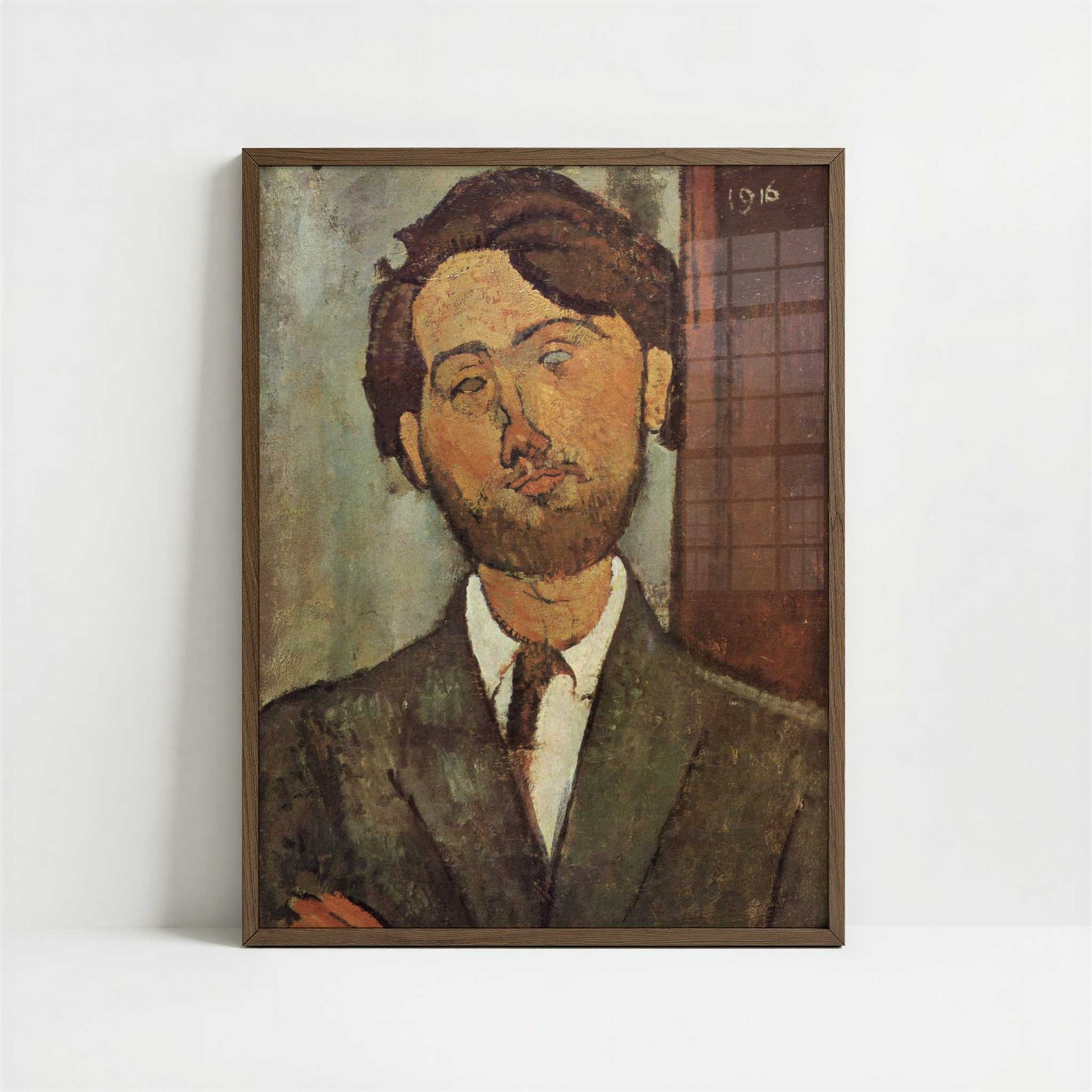 Leopold Zborowski (1916) by Amedeo Modigliani – Art Print - Art print in dark wood frame