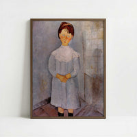 Little Girl in Blue (1918) by Amedeo Modigliani – Art Print - Art print in dark wood frame