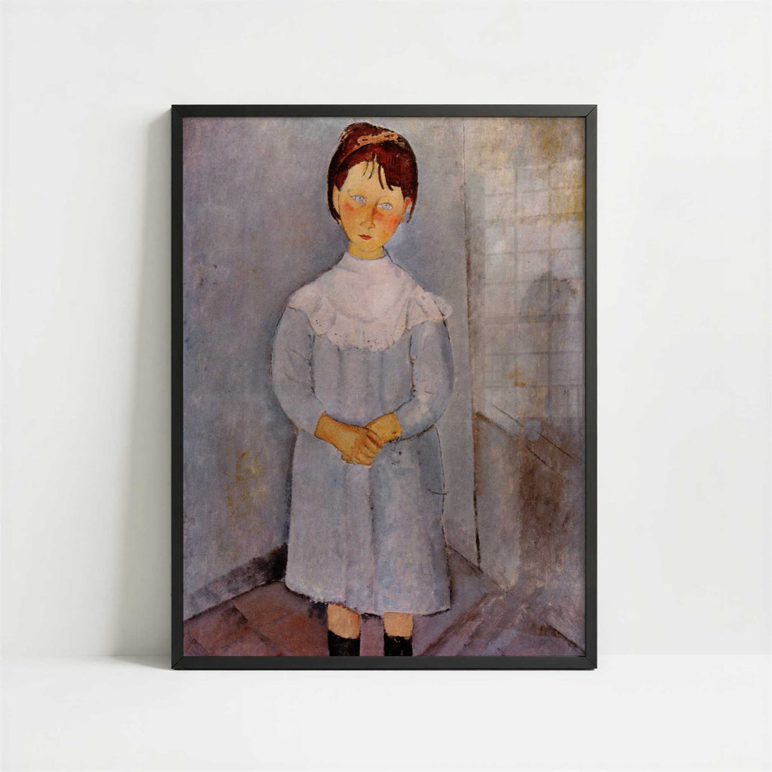 Little Girl in Blue (1918) by Amedeo Modigliani – Art Print - Art print in black frame