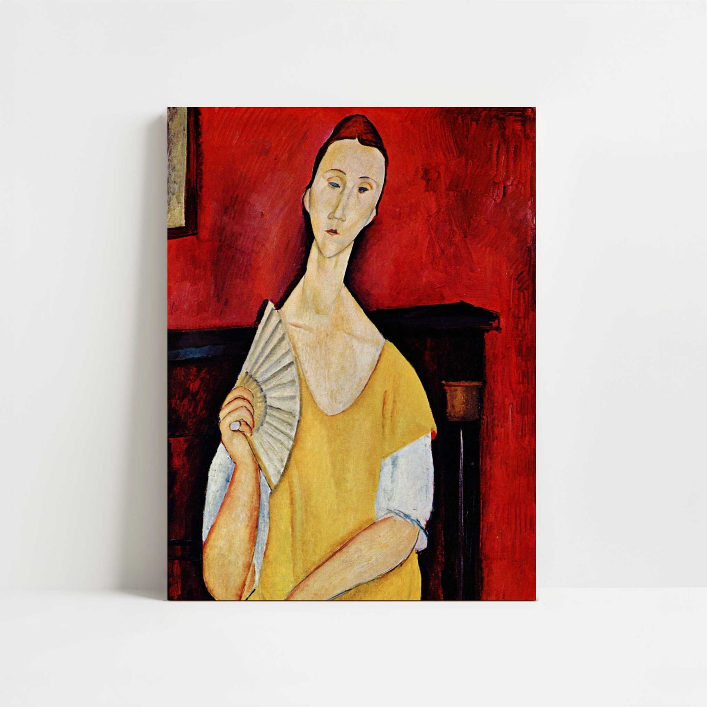 Lunia Czechowska with a Fan (1919) by Amedeo Modigliani – Art Print - Unframed art print