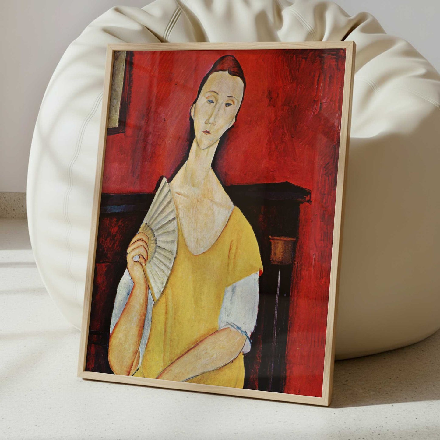 Lunia Czechowska with a Fan (1919) by Amedeo Modigliani – Art Print - Interior inspiration