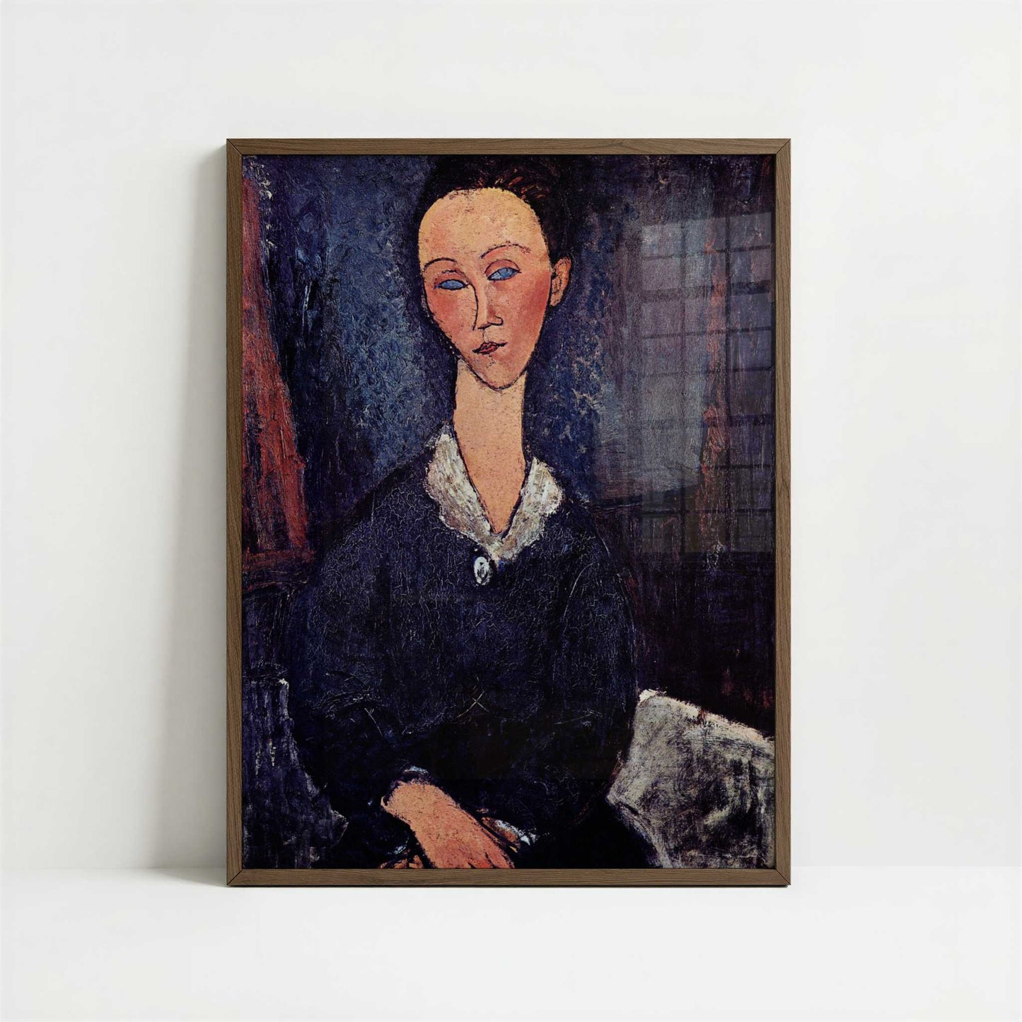 Lunia Czechowska (1916) by Amedeo Modigliani – Art Print - Art print in dark wood frame