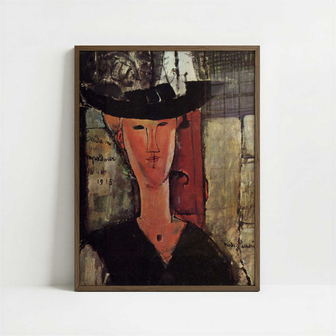 Madam Pompadour (1915) by Amedeo Modigliani – Art Print - Art print in dark wood frame