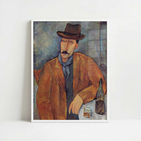 Man Leaning on a Table (1918) by Amedeo Modigliani – Art Print - Art print in white frame