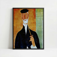 Man with Pipe (1918) by Amedeo Modigliani – Art Print - Art print in black frame