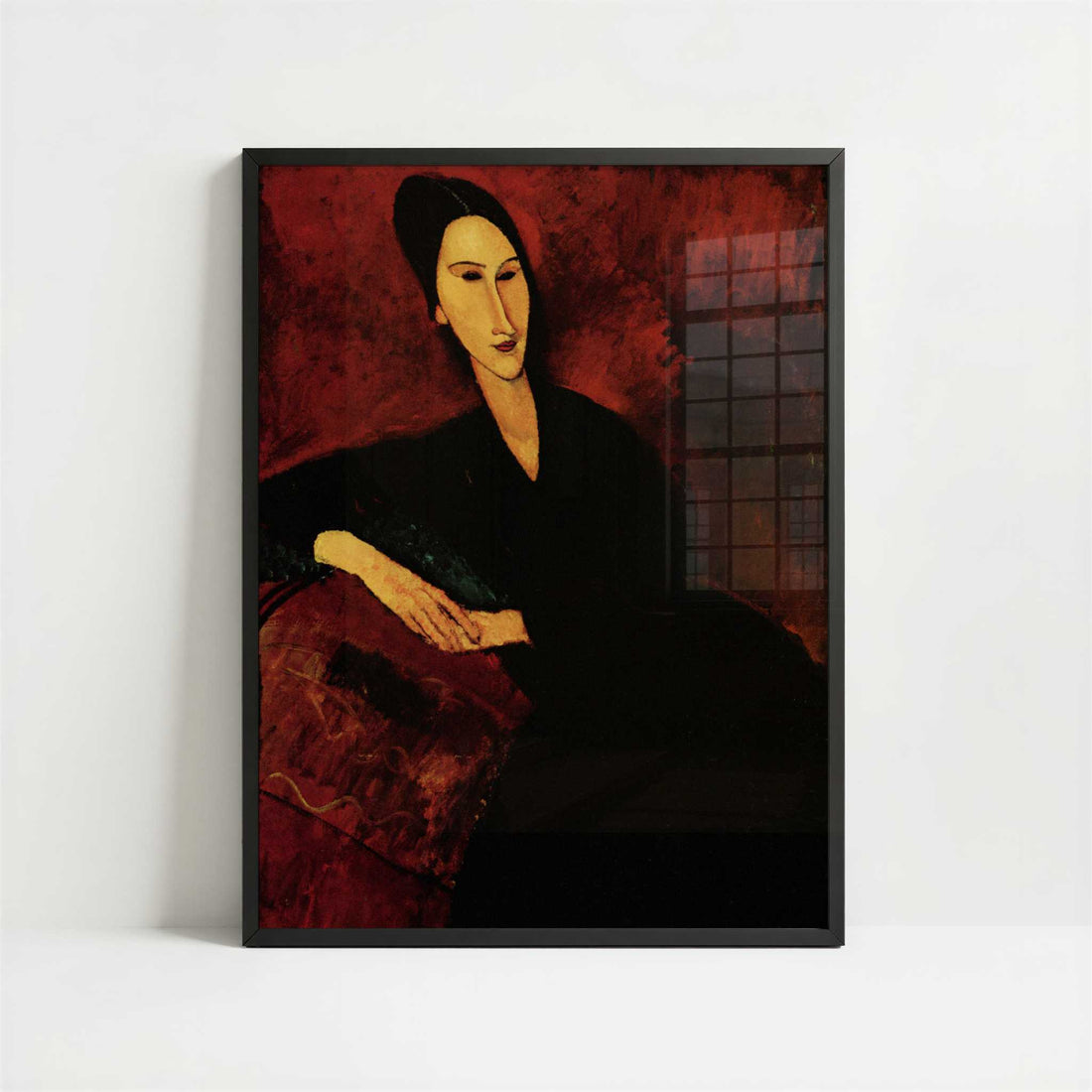 Mme Zborowska on a Sofa (1917) by Amedeo Modigliani – Art Print - Art print in black frame