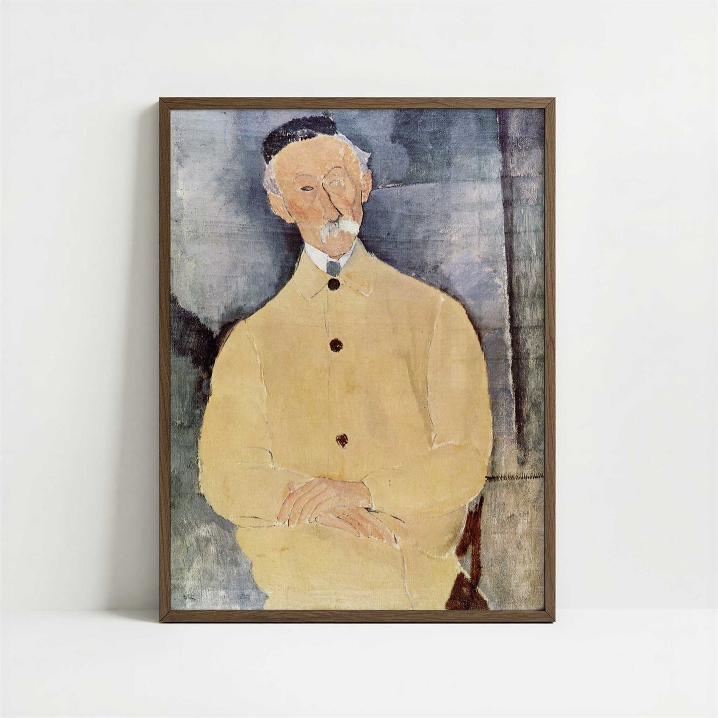 Monsieur Lepoutre (1916) by Amedeo Modigliani – Art Print - Art print in dark wood frame
