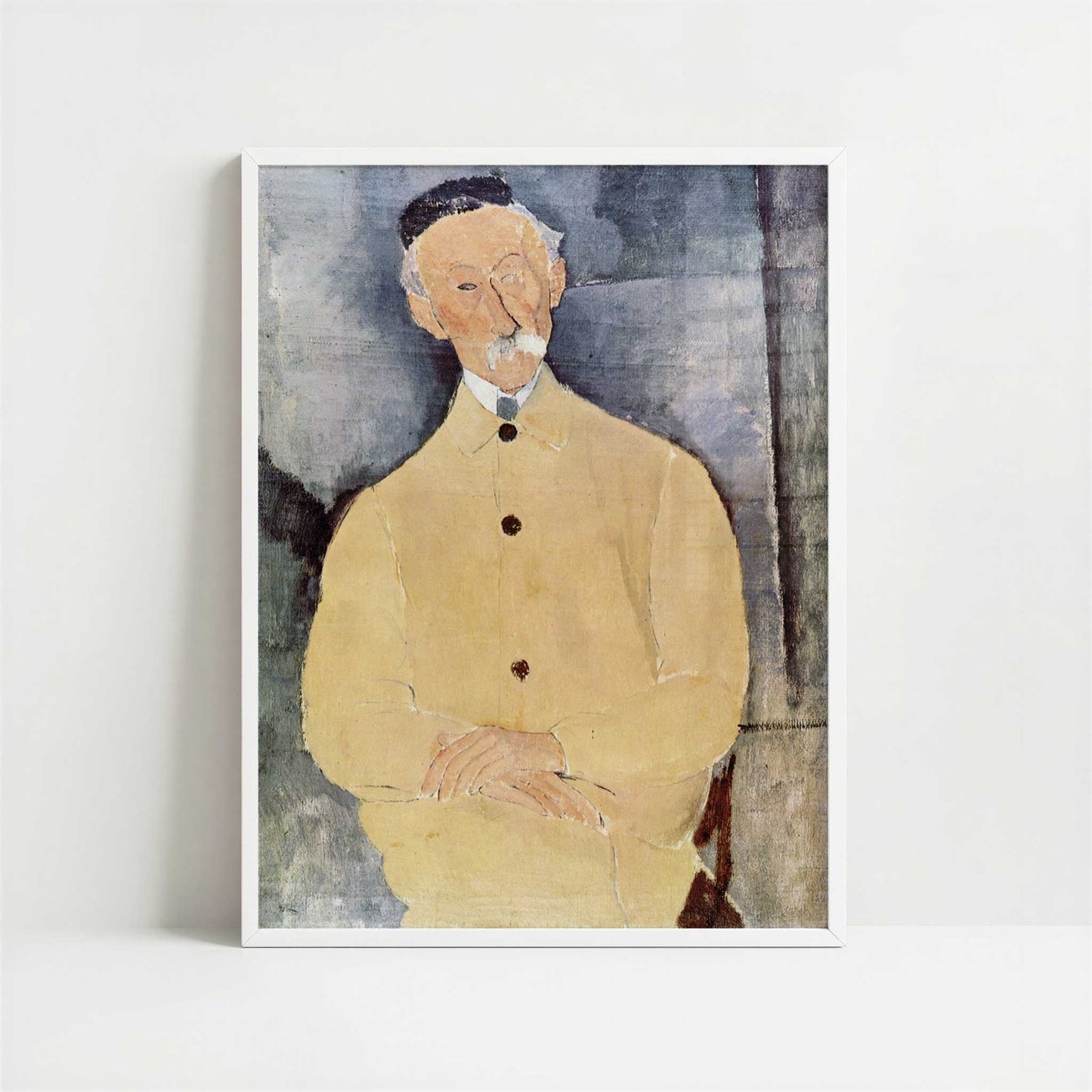 Monsieur Lepoutre (1916) by Amedeo Modigliani – Art Print - Art print in white frame
