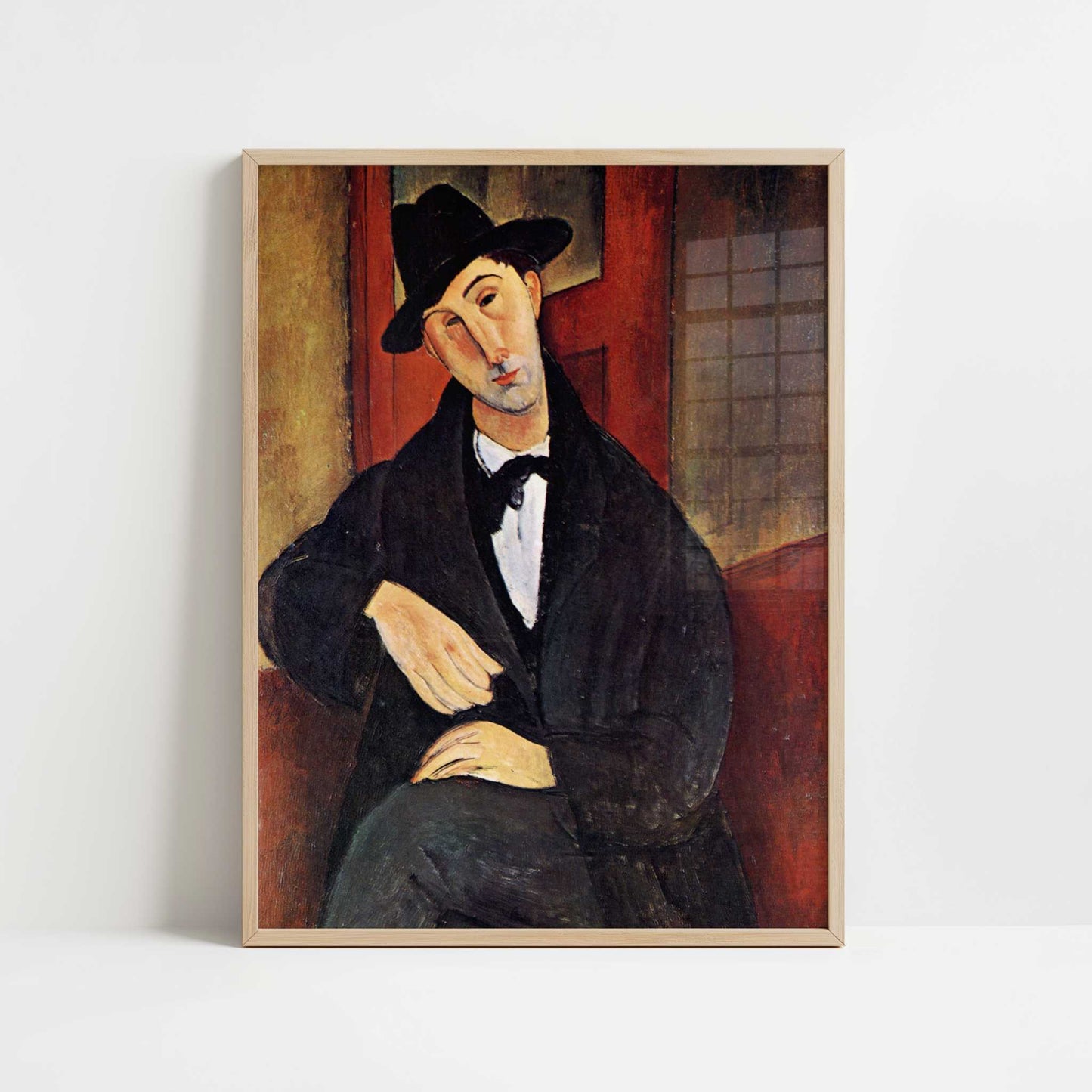 Monsieur Mario (1919) by Amedeo Modigliani – Art Print - Art print in oak frame