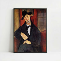 Monsieur Mario (1919) by Amedeo Modigliani – Art Print - Art print in black frame