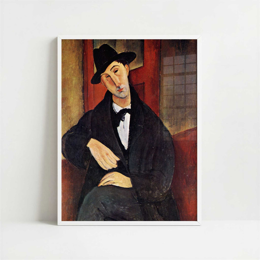 Monsieur Mario (1919) by Amedeo Modigliani – Art Print - Art print in white frame