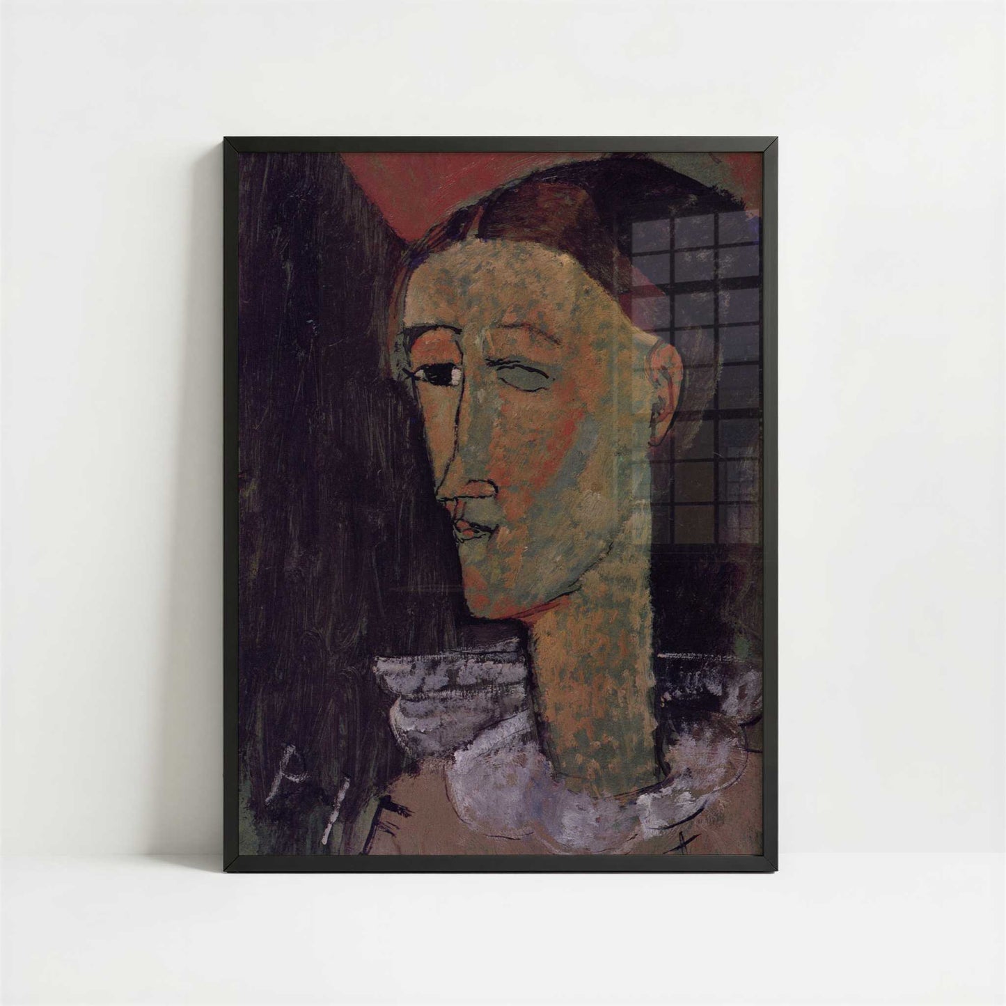Pierrot (1915) by Amedeo Modigliani – Art Print - Art print in black frame