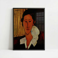 Portrait of Anna Zborovska (1917) by Amedeo Modigliani – Art Print - Art print in black frame