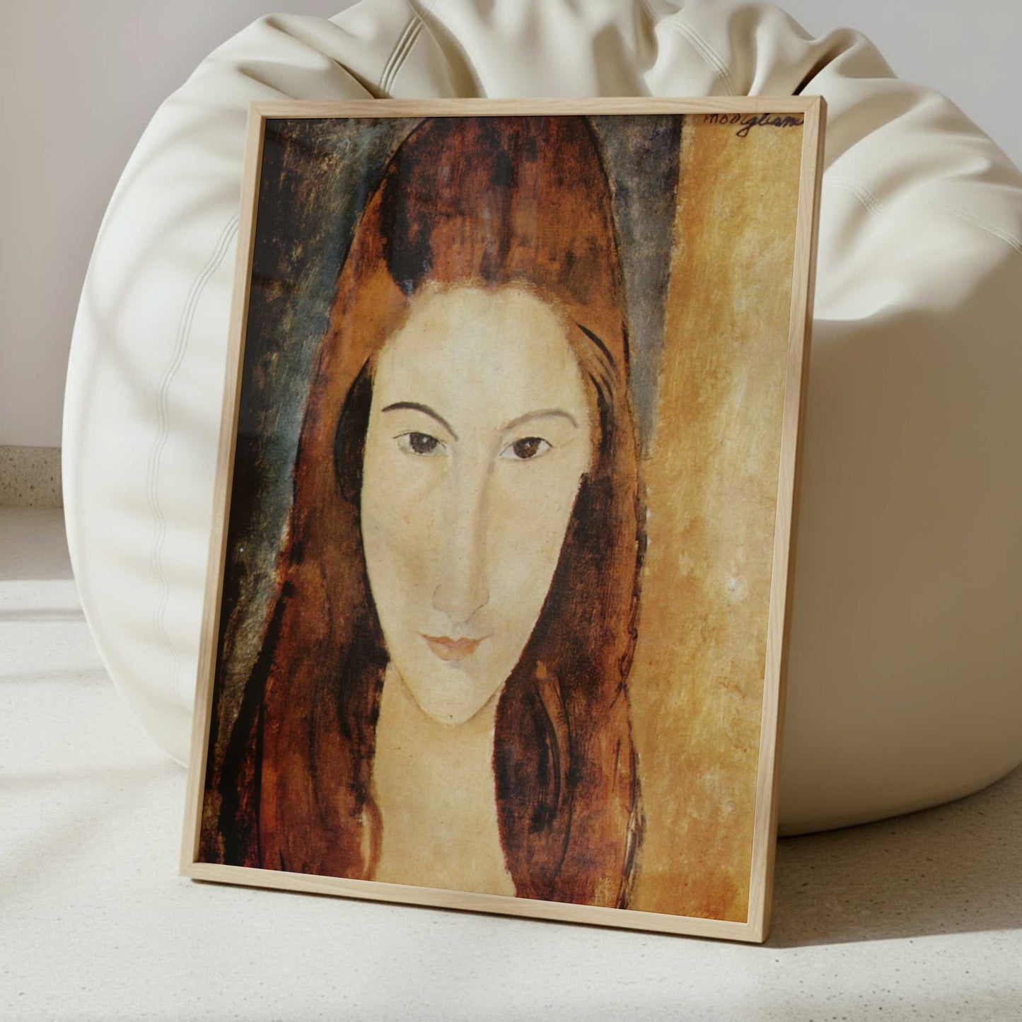 Portrait of Jeanne Hébuterne (1919) by Amedeo Modigliani – Art Print - Interior inspiration