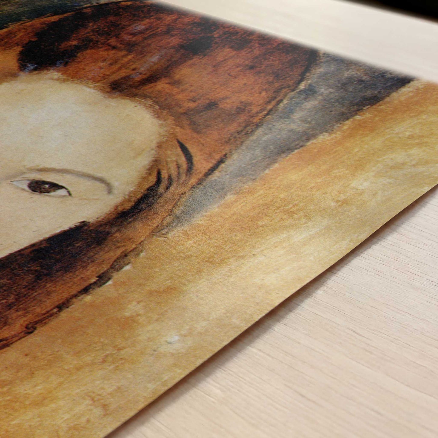 Portrait of Jeanne Hébuterne (1919) by Amedeo Modigliani – Art Print - Close-up detail of the art print
