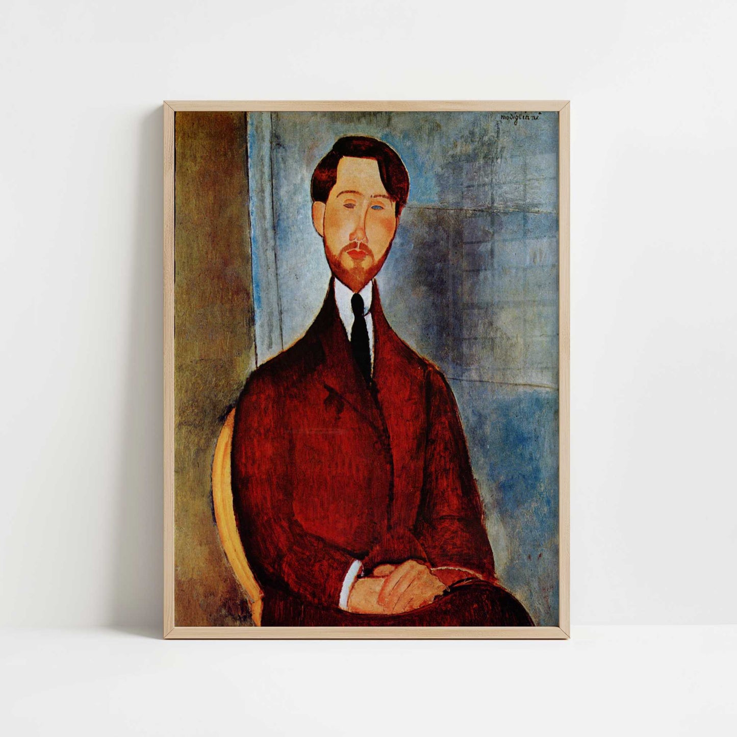 Portrait of Leopold Zborovski (1917) by Amedeo Modigliani – Art Print - Art print in oak frame