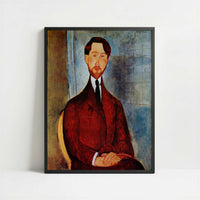 Portrait of Leopold Zborovski (1917) by Amedeo Modigliani – Art Print - Art print in black frame