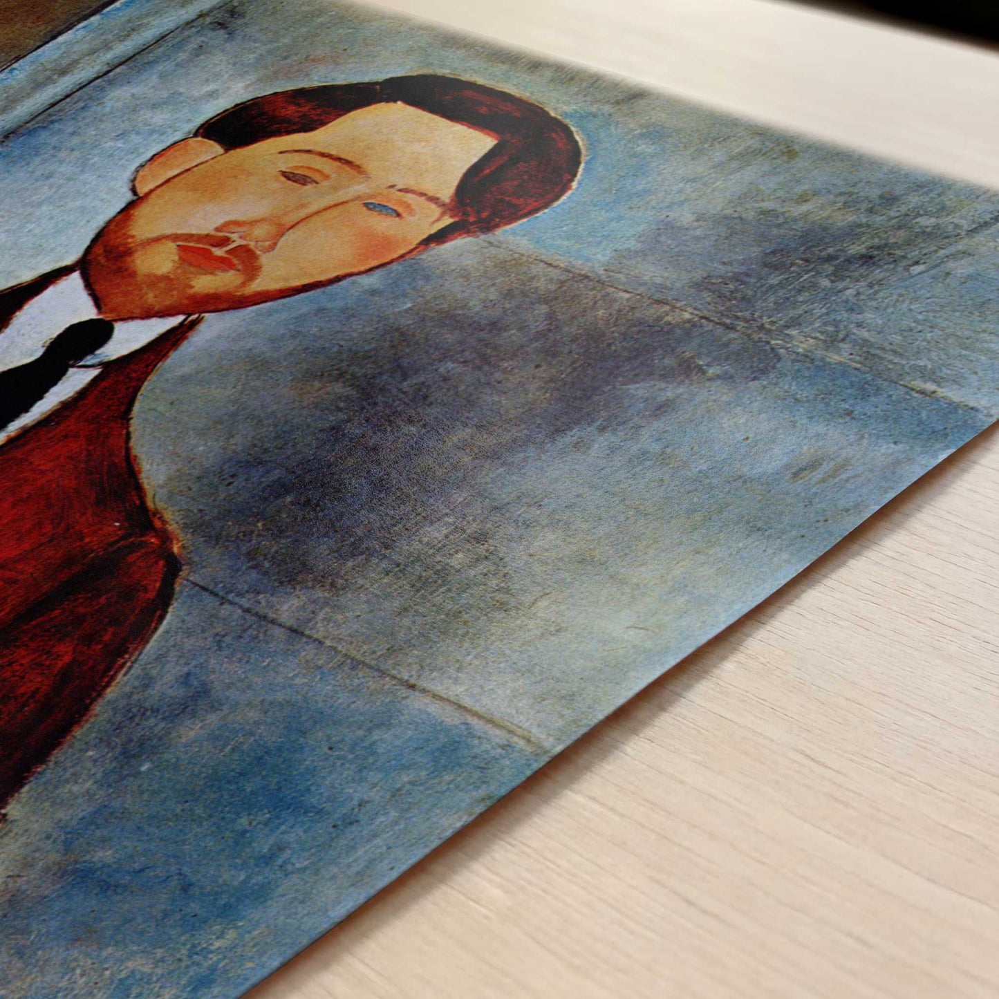 Portrait of Leopold Zborovski (1917) by Amedeo Modigliani – Art Print - Close-up detail of the art print