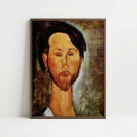 Portrait of Leopold Zborovski (1918) by Amedeo Modigliani – Art Print - Art print in dark wood frame