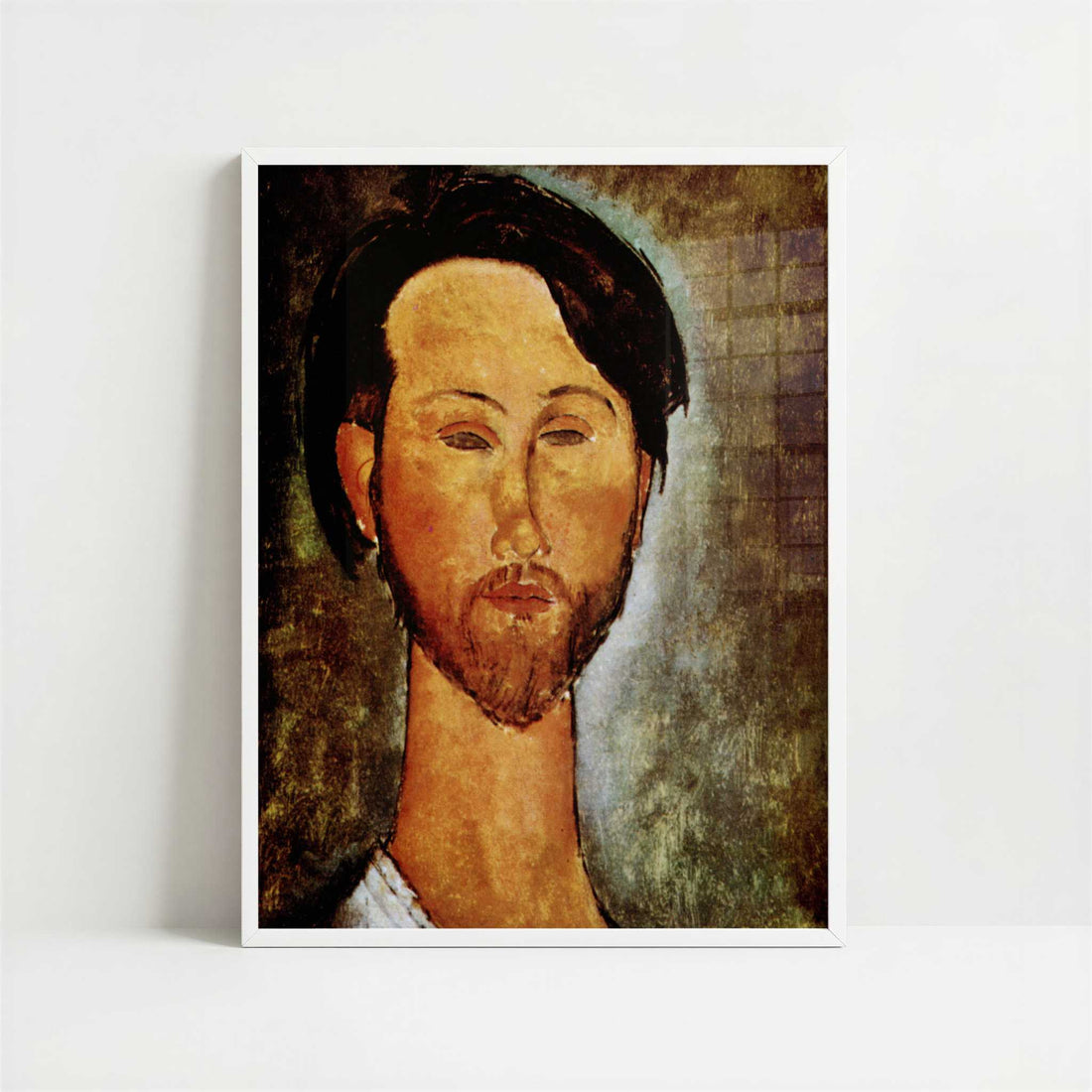Portrait of Leopold Zborovski (1918) by Amedeo Modigliani – Art Print - Art print in white frame