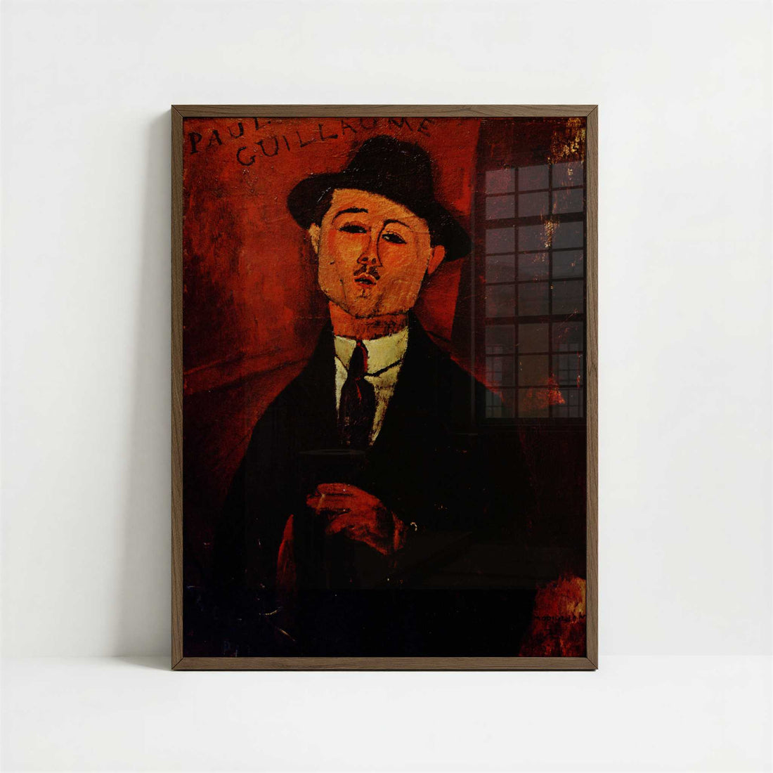 Portrait of Paul Guillaume (1915) by Amedeo Modigliani – Art Print - Art print in dark wood frame