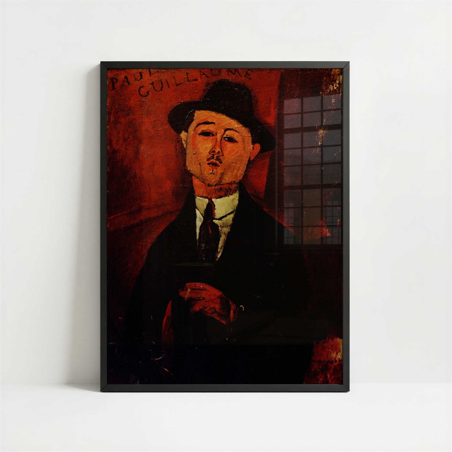 Portrait of Paul Guillaume (1915) by Amedeo Modigliani – Art Print - Art print in black frame