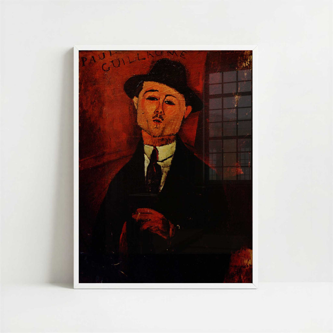 Portrait of Paul Guillaume (1915) by Amedeo Modigliani – Art Print - Art print in white frame