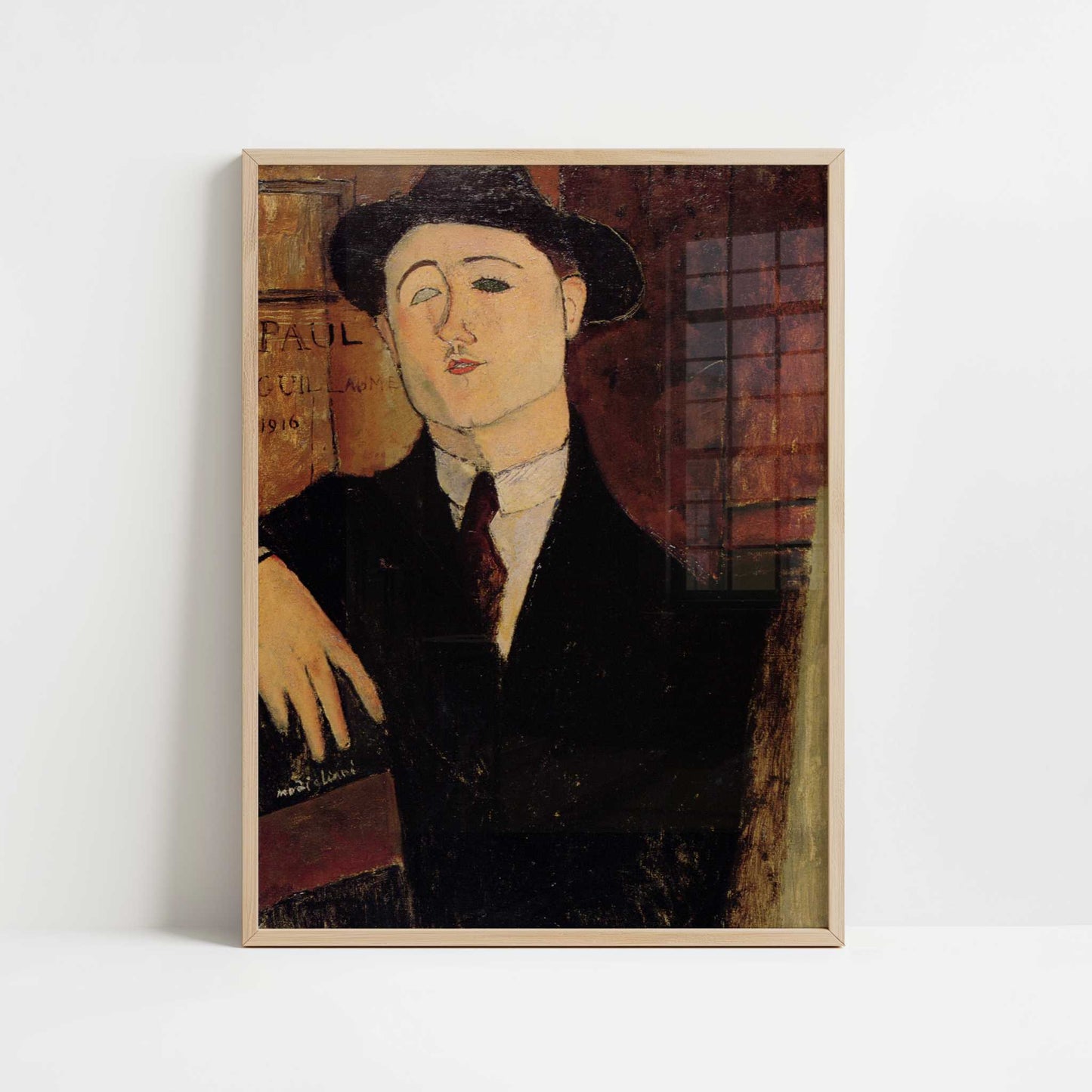 Portrait of Paul Guillaume (1916) by Amedeo Modigliani – Art Print - Art print in oak frame